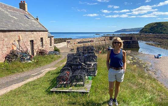 Posing near the fishing nets