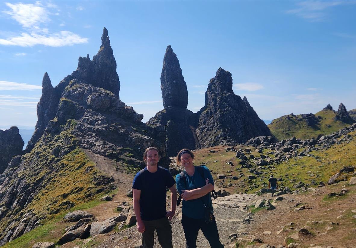 Hikers on the Old Man of Storr