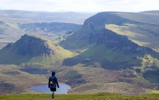 High above the Quiraing on the Skye Trail