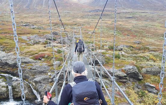 Cross rivers by footbridge
