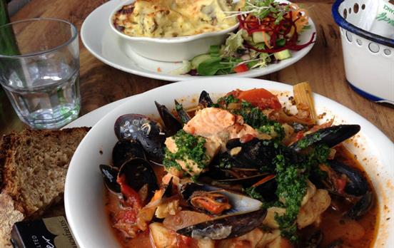 Freshly-caught seafood