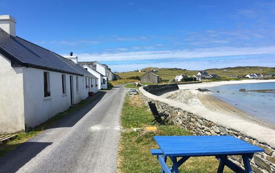 White cottages at East End Beach