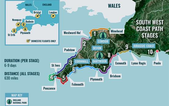 Stages of the South West Coast Path