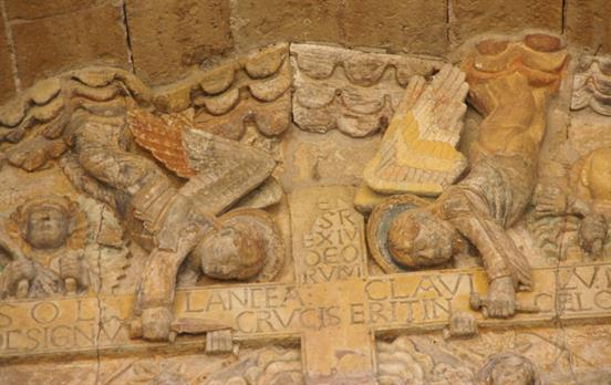 Tympanum carvings in the Abbey Church of St Foy