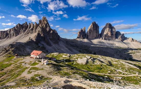 View of a Rifugio in the Dolomites