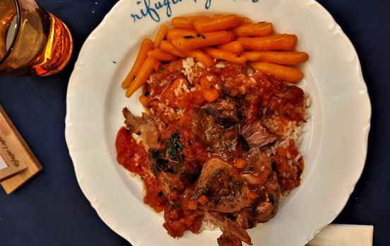 Hearty meal in a mountain hut