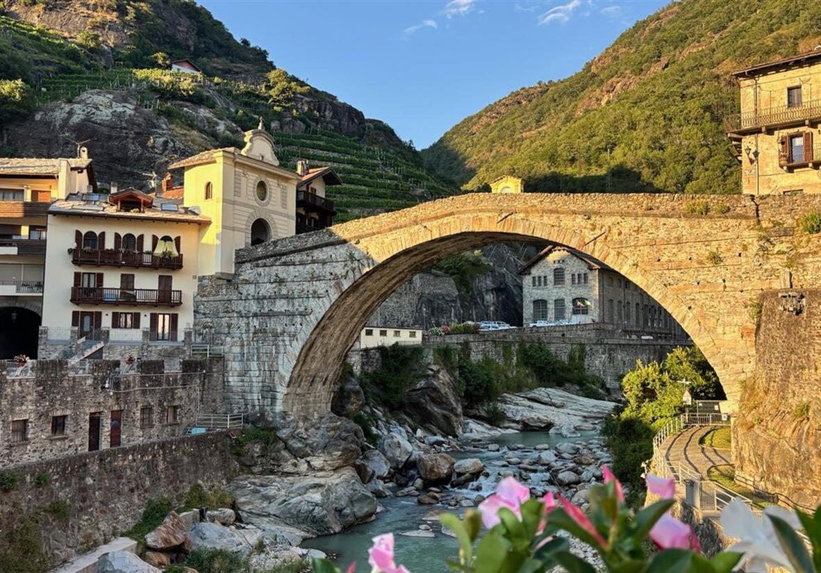 The Roman bridge in Pont Saint Martin