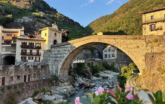 The Roman bridge in Pont Saint Martin