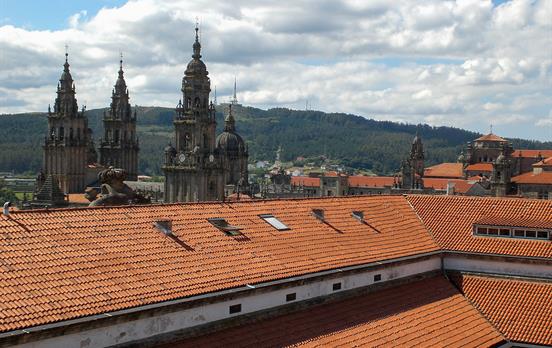 The famous cathedral in Santiago