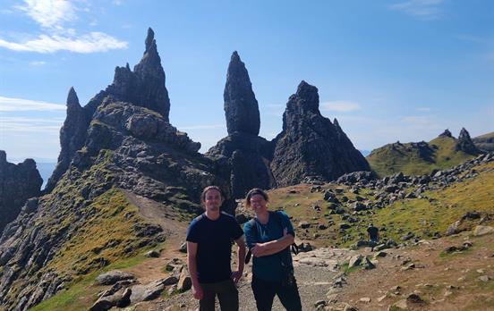 Walkers on the Old Man of Storr on Skye