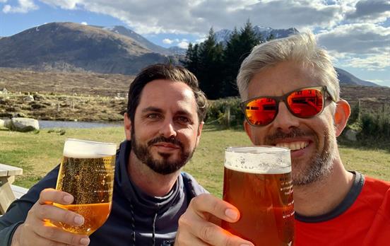 Post hike beers in the sunshine