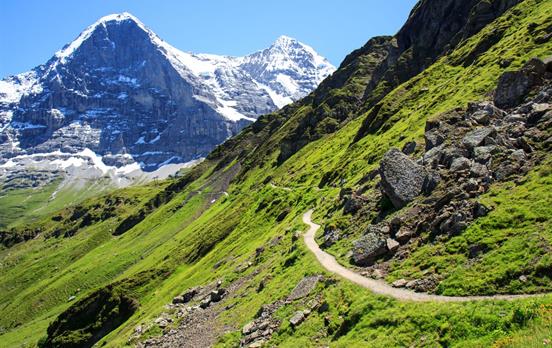 Panorama Trail to Kleine Scheidegg with Eiger view
