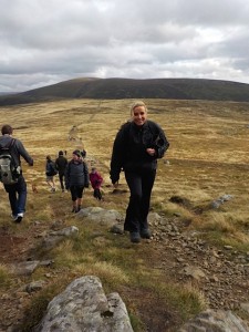 Happy smiling walkers on Mayar, Angus.