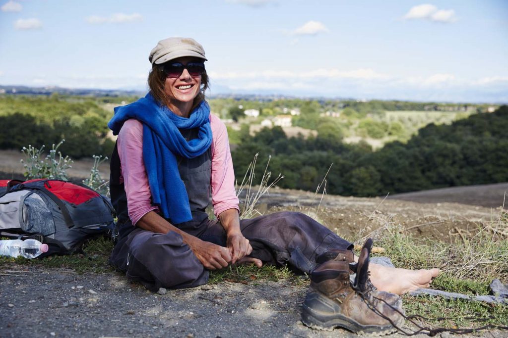 Taking a rest from walking the via Francigena 