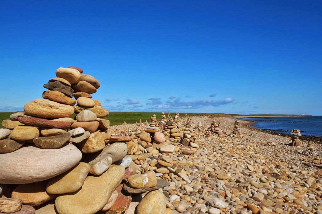 Stone cairns holy island