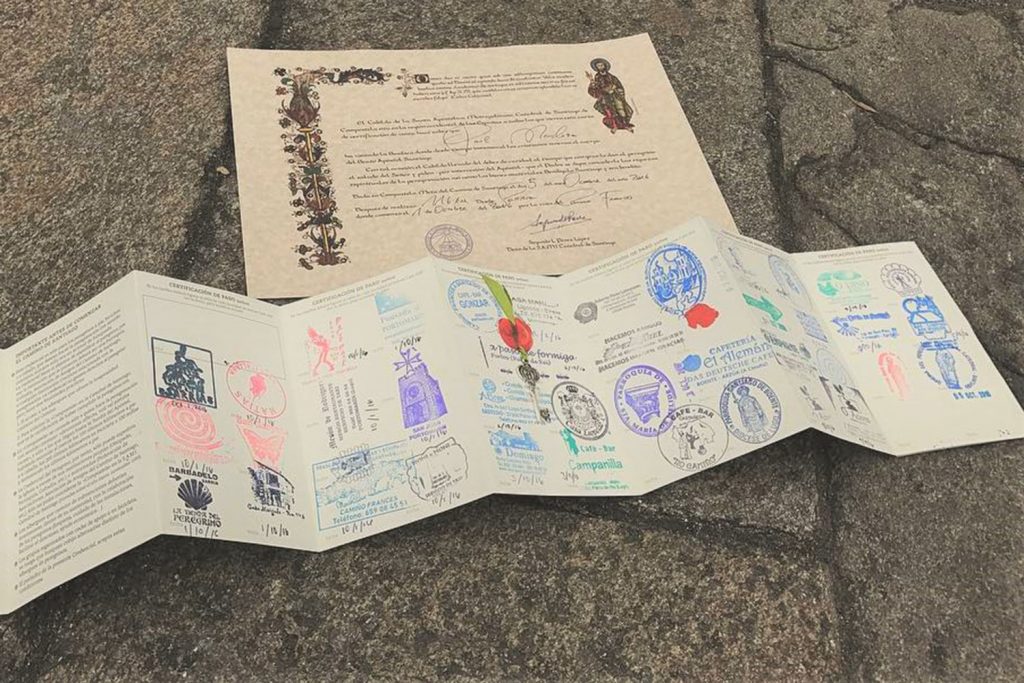 Camino pilgrim's passport with stamps