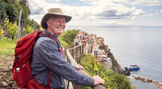 person looking at view of Cinque Terre